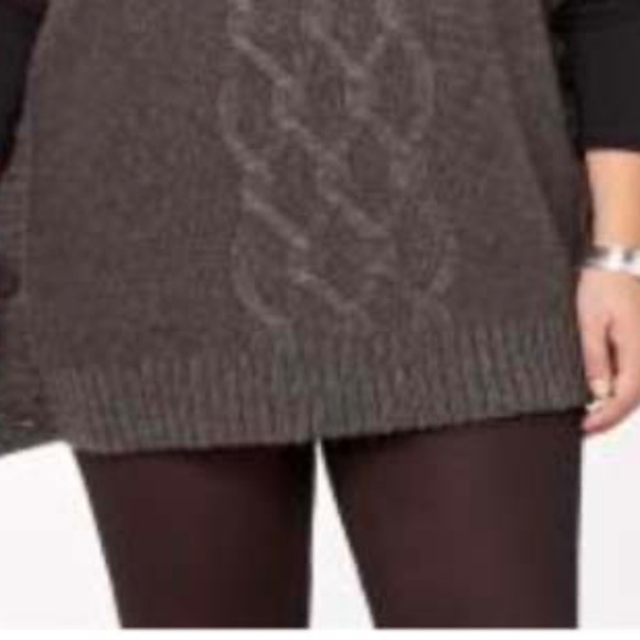 PONCHO SWEATER, TURTLENECK, CABLEKNIT, CHARCOAL, SZ 4X, BACK IS REVERSE JERSEY, - Picture 3 of 3